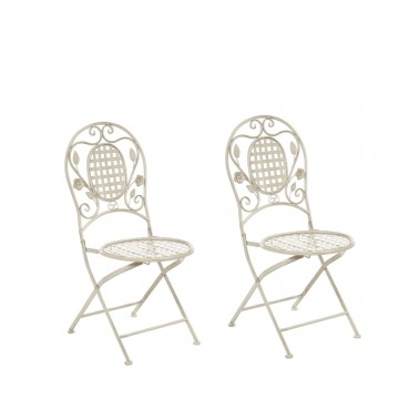 Zestaw 2 krzeseł ogrodowych metalowy złamana biel BIVIO