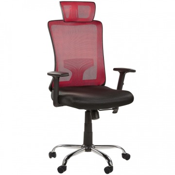 Krzesło biurowe regulowane czerwono-czarne NOBLE