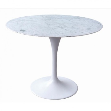 Stół TULIP MARBLE 100 CARARRA biały - blat okrągły marmurowy, metal