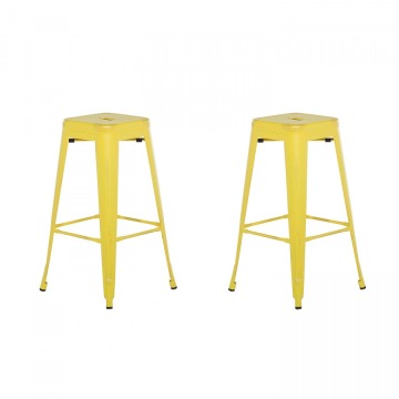 Zestaw 2 krzeseł barowych żółto-złote wysokość 76 cm Faggio BLmeble