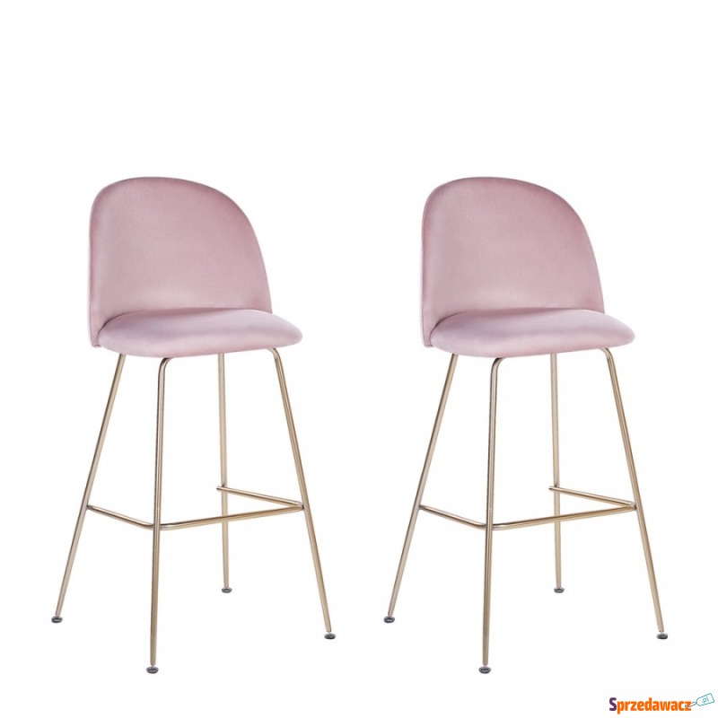 Zestaw 2 krzeseł barowych welurowy różowy ARCOLA - Taborety, stołki, hokery - Włocławek