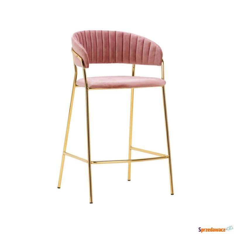 Krzesło barowe MARGO 65 brudny róż - welur po... - Taborety, stołki, hokery - Starachowice