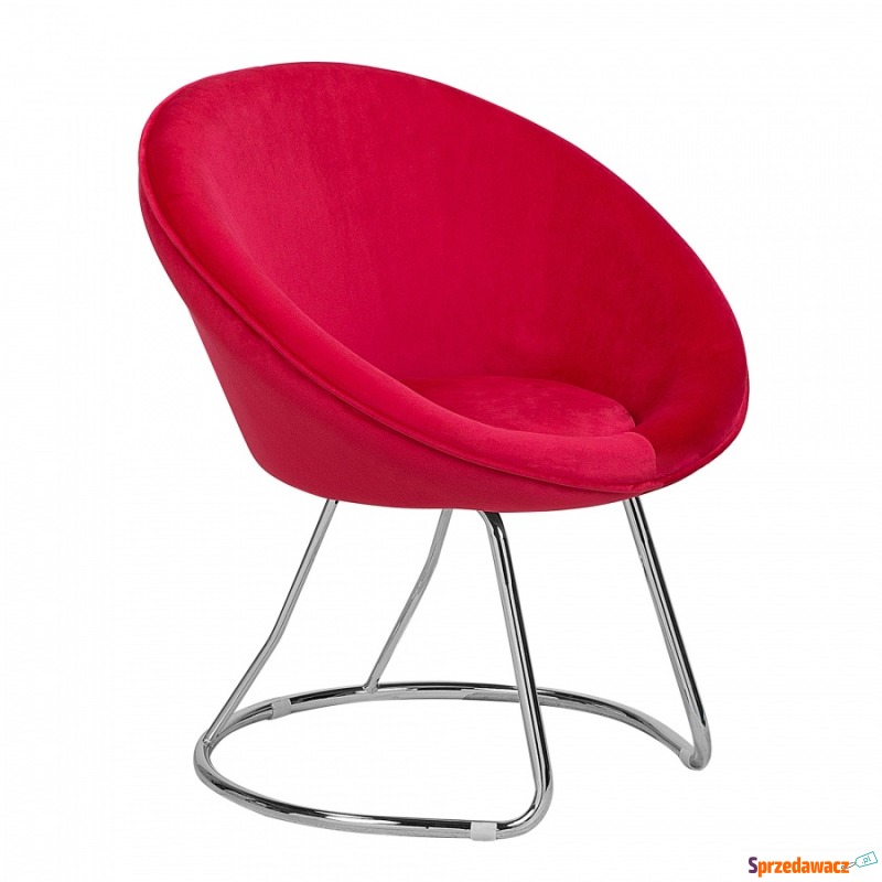 Welurowe krzesło tapicerowane czerwone FLOBY - Sofy, fotele, komplety... - Chorzów