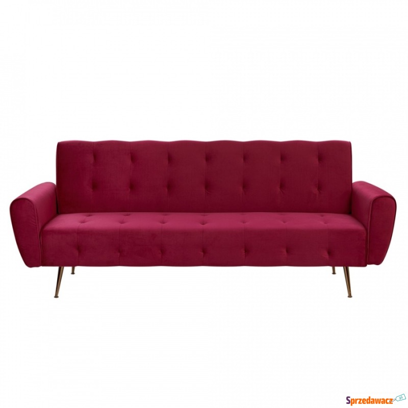 Sofa rozkładana welurowa burgundowa SELNES - Sofy, fotele, komplety... - Bielsko-Biała