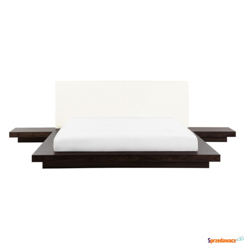 Łóżko 160 x 200 cm ciemne drewno ZEN - Łóżka - Głogów