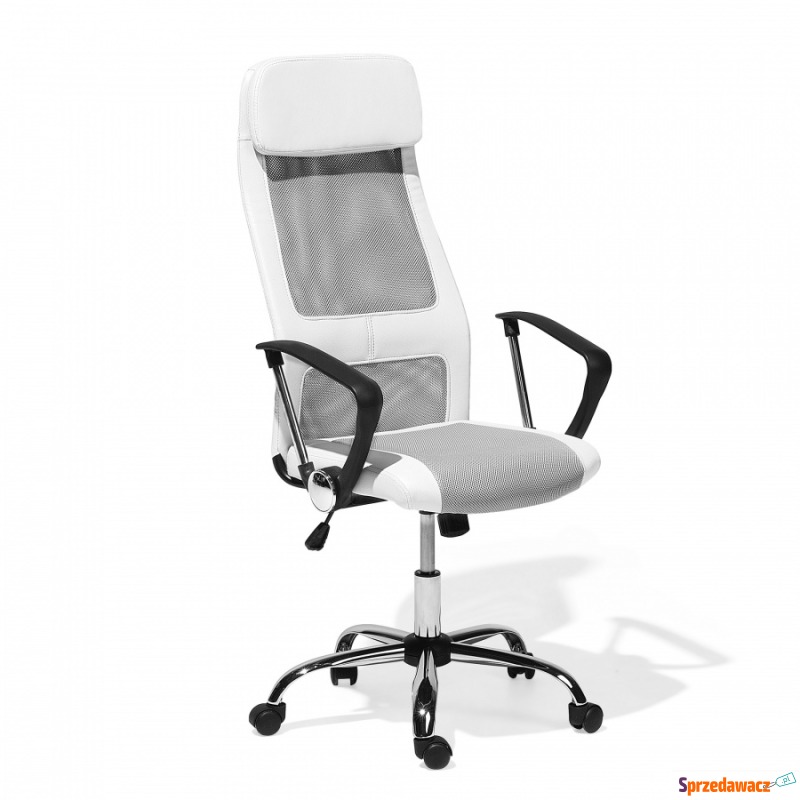 Krzesło biurowe biało-szare regulowana wysoko... - Krzesła biurowe - Poznań