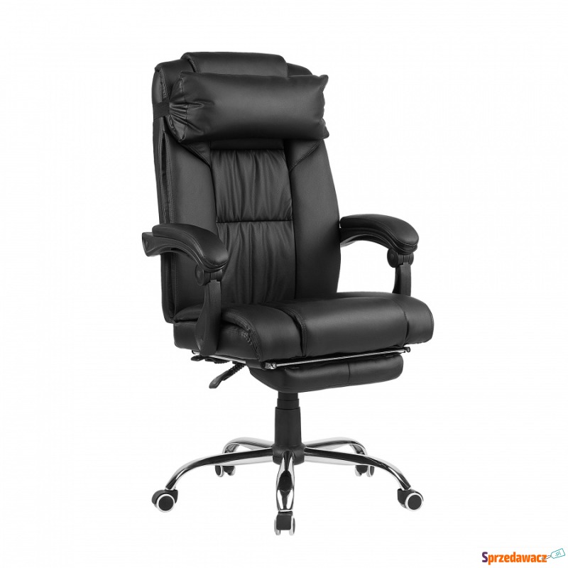 Fotel biurowy skóra ekologiczna czarne LUXURY - Krzesła biurowe - Rzeszów