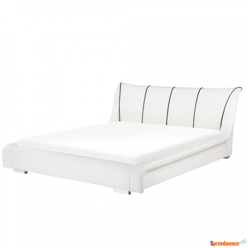 Łóżko skórzane LED 180 x 200 cm białe NANTES - Łóżka - Elbląg
