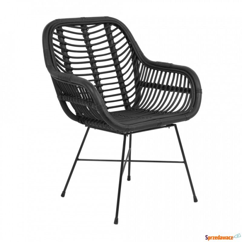 Krzesło rattanowe czarne CANORA - Krzesła do salonu i jadalni - Gliwice