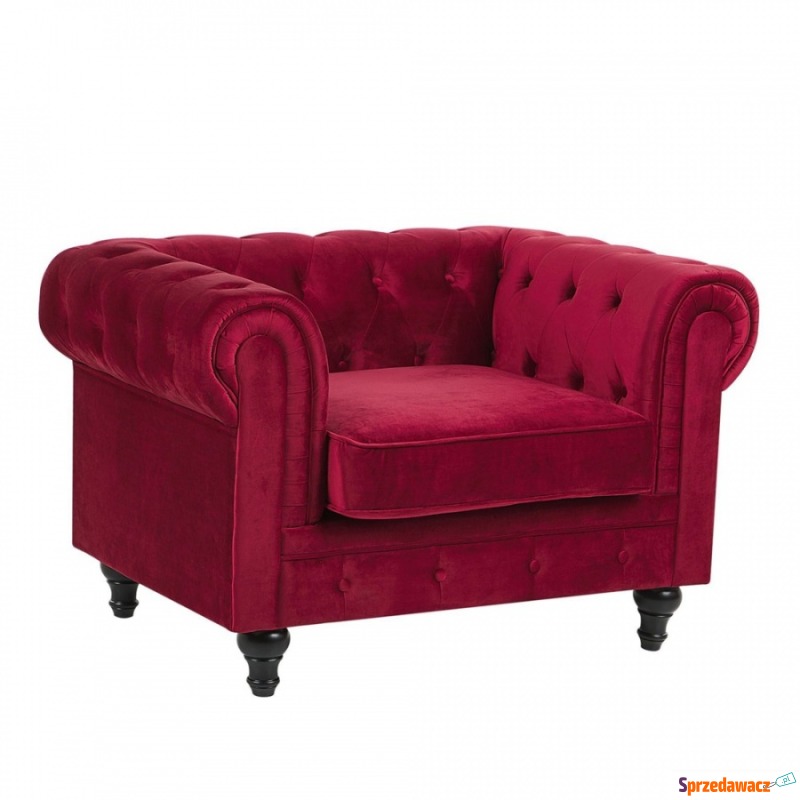 Fotel welurowy czerwony CHESTERFIELD - Sofy, fotele, komplety... - Nowy Sącz