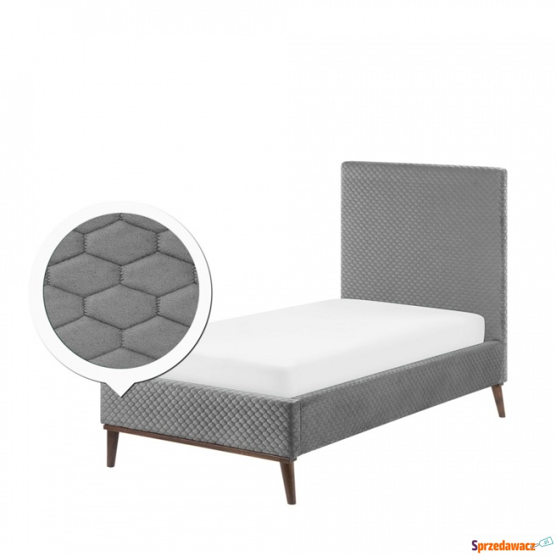 Łóżko welurowe 90 x 200 cm szare BAYONNE - Łóżka - Grudziądz