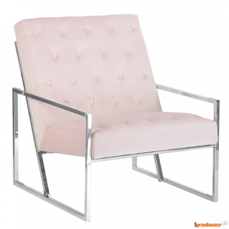 Fotel welurowy różowy HARSTAD - Sofy, fotele, komplety... - Rzeszów