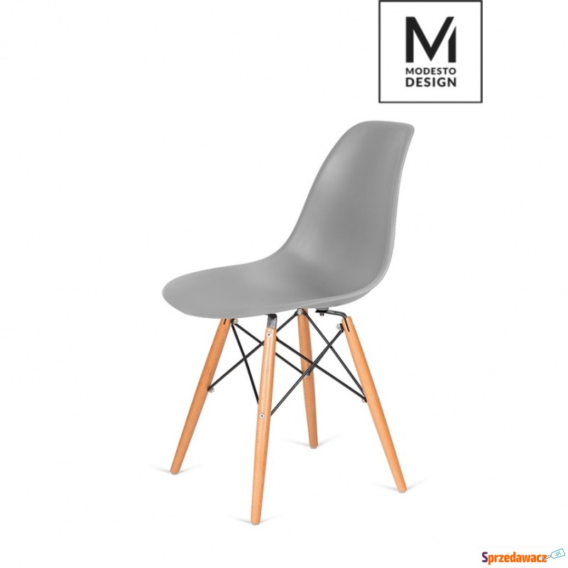 Krzesło DSW Modesto Design szare-podstawa bukowa - Krzesła do salonu i jadalni - Otwock