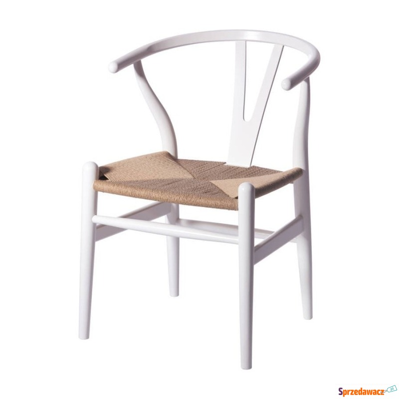 Krzesło BONBON biało naturalne rattanowo jesionowe - Krzesła do salonu i jadalni - Koszalin