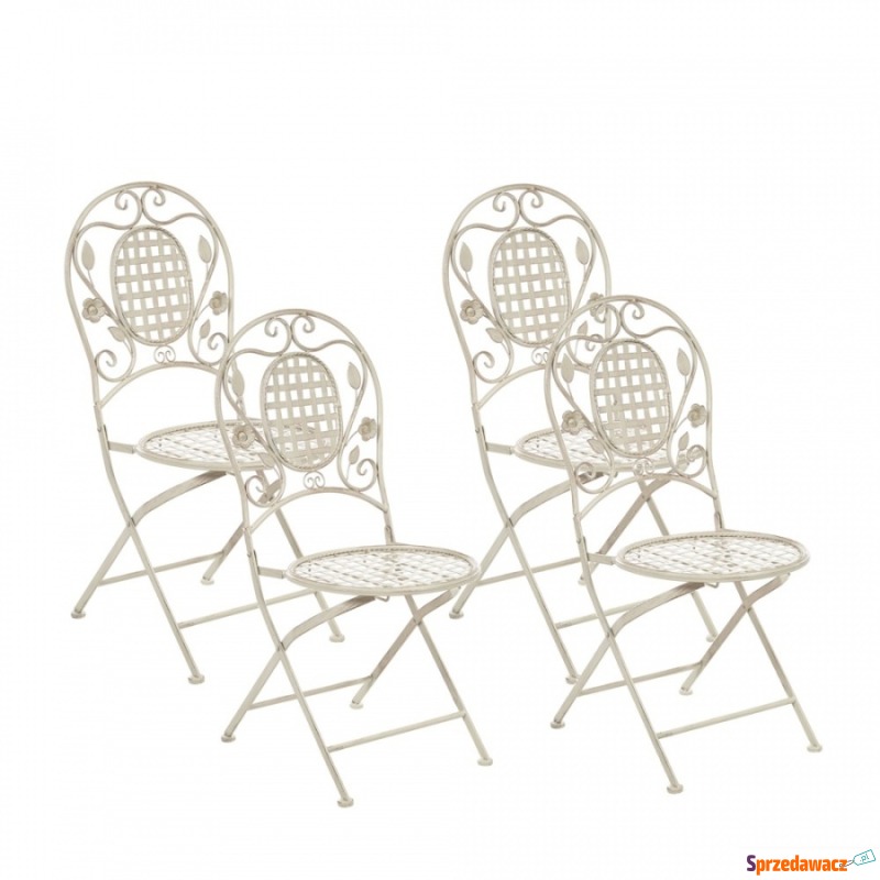 Zestaw 4 krzeseł ogrodowych metalowy złamana... - Krzesła ogrodowe - Nowa Ruda