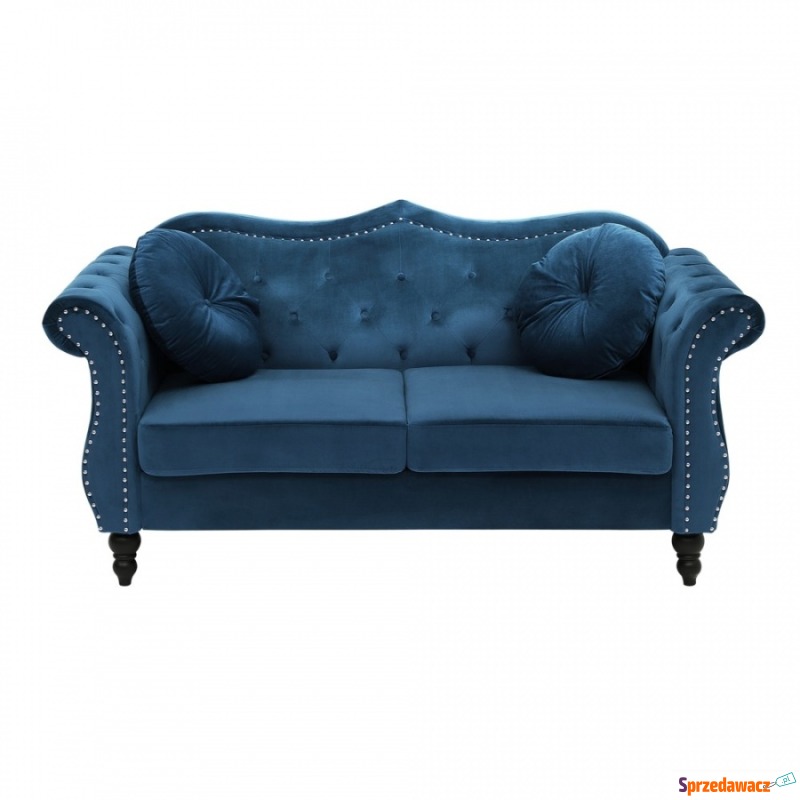 Sofa 2-osobowa welurowa ciemnoniebieska SKIEN - Sofy, fotele, komplety... - Ciechanów