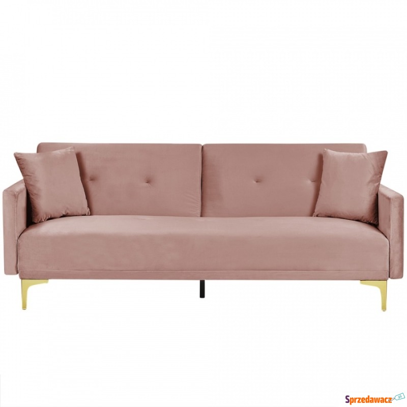 Sofa rozkładana welurowa różowa LUCAN - Sofy, fotele, komplety... - Ostrowiec Świętokrzyski