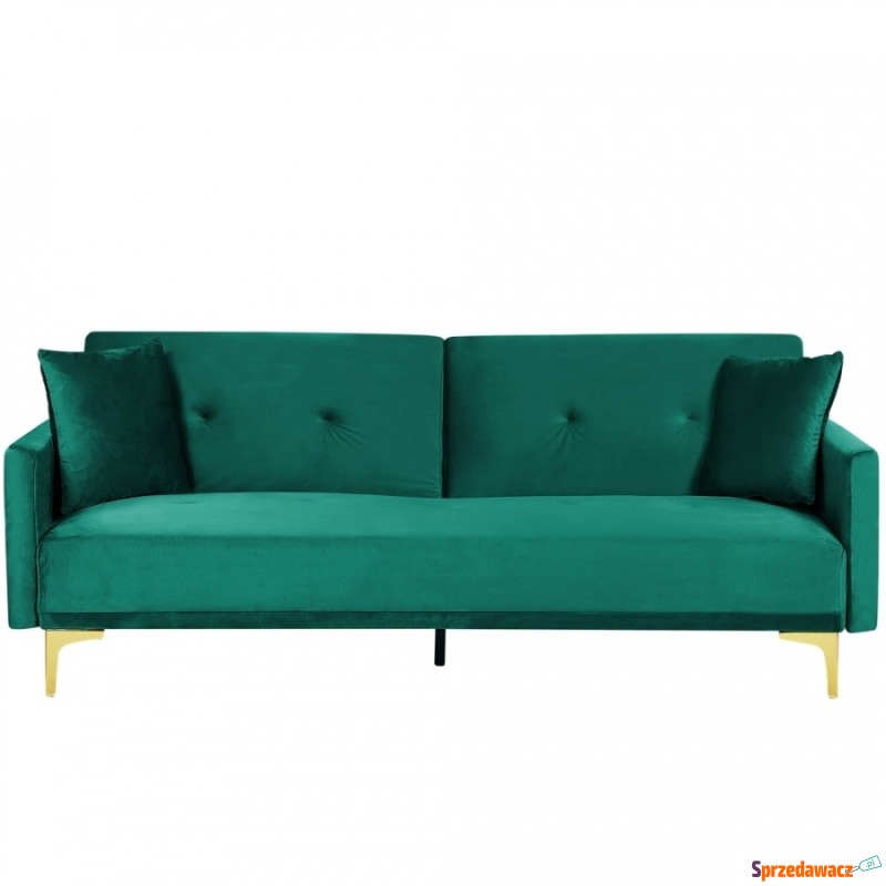 Sofa rozkładana welurowa zielona LUCAN - Sofy, fotele, komplety... - Rybnik