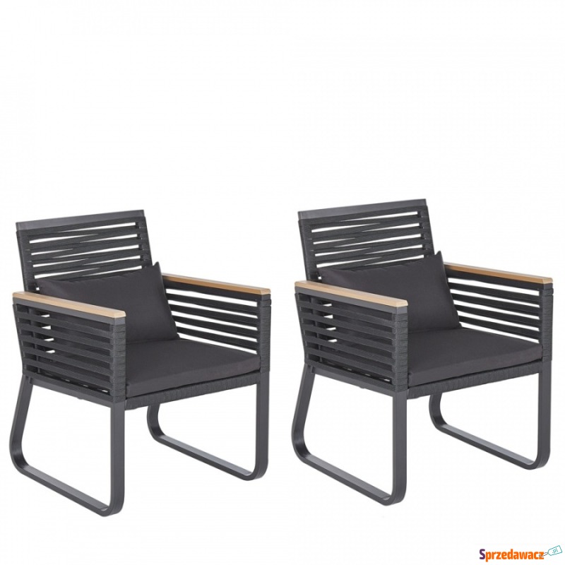 Zestaw 2 krzeseł ogrodowych czarny CANETTO - Krzesła ogrodowe - Płock