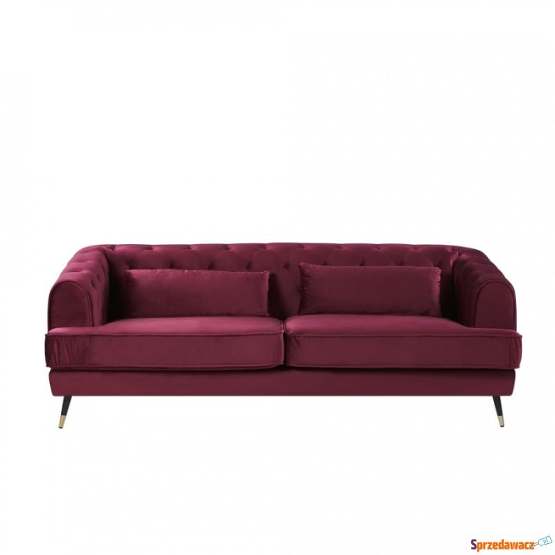 Sofa 3-osobowa welurowa bordowa SLETTA - Sofy, fotele, komplety... - Legnica