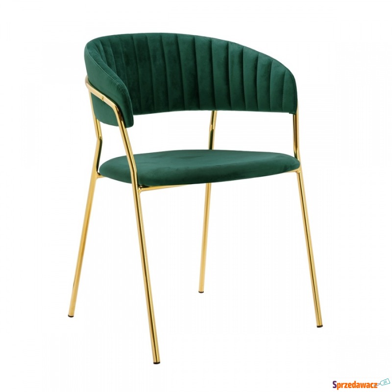 Krzesło MARGO ciemny zielony - welur, podstawa... - Krzesła do salonu i jadalni - Konin