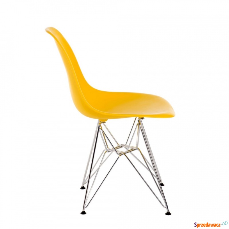 Krzesło P016 PP żółte, chromowane nogi - Krzesła do salonu i jadalni - Legionowo