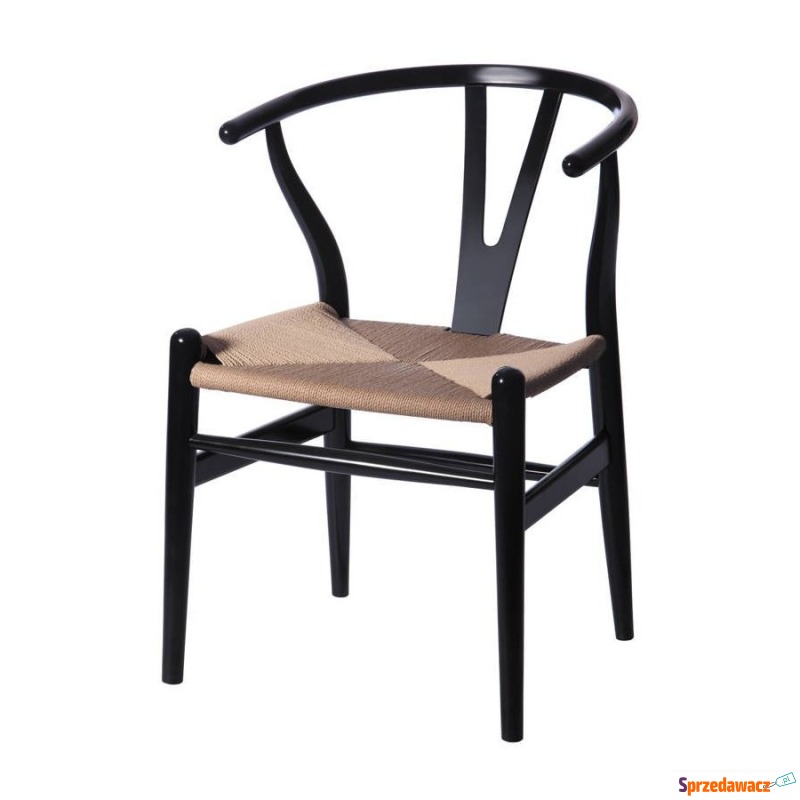 Krzesło BONBON czarno naturalne rattanowo jesionowe - Krzesła do salonu i jadalni - Białystok