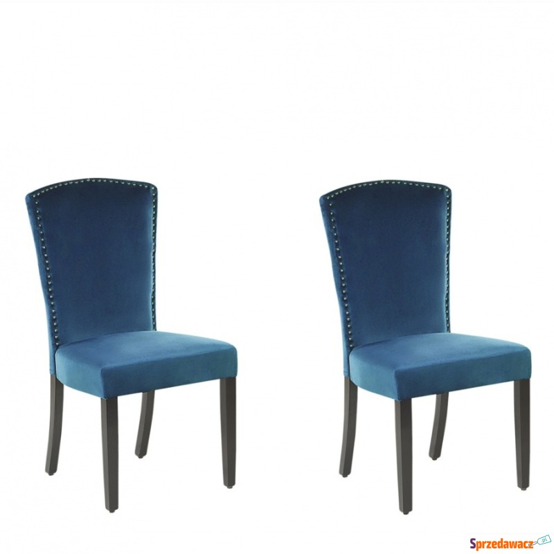 Zestaw 2 krzeseł do jadalni welurowy niebieski... - Krzesła do salonu i jadalni - Nowy Sącz
