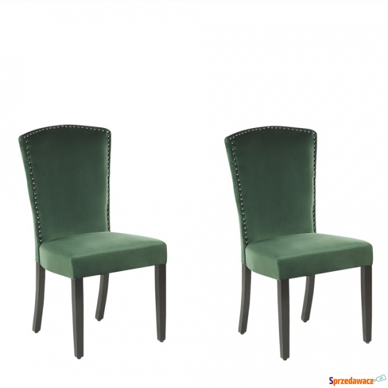 Zestaw 2 krzeseł do jadalni welurowy zielony PISECO - Krzesła do salonu i jadalni - Ruda Śląska