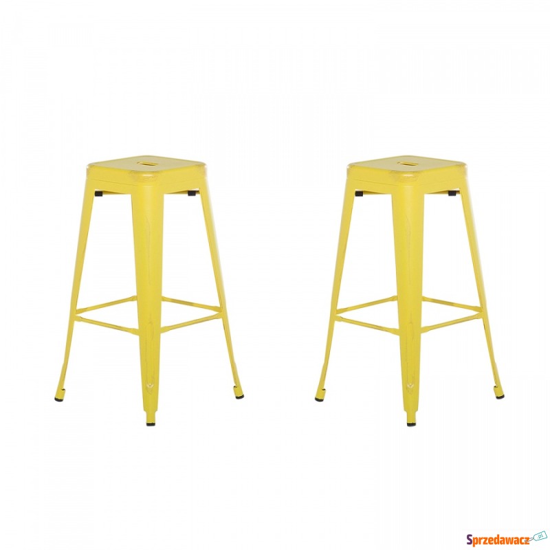 Zestaw 2 krzeseł barowych żółto-złote wysokoś... - Taborety, stołki, hokery - Wodzisław Śląski