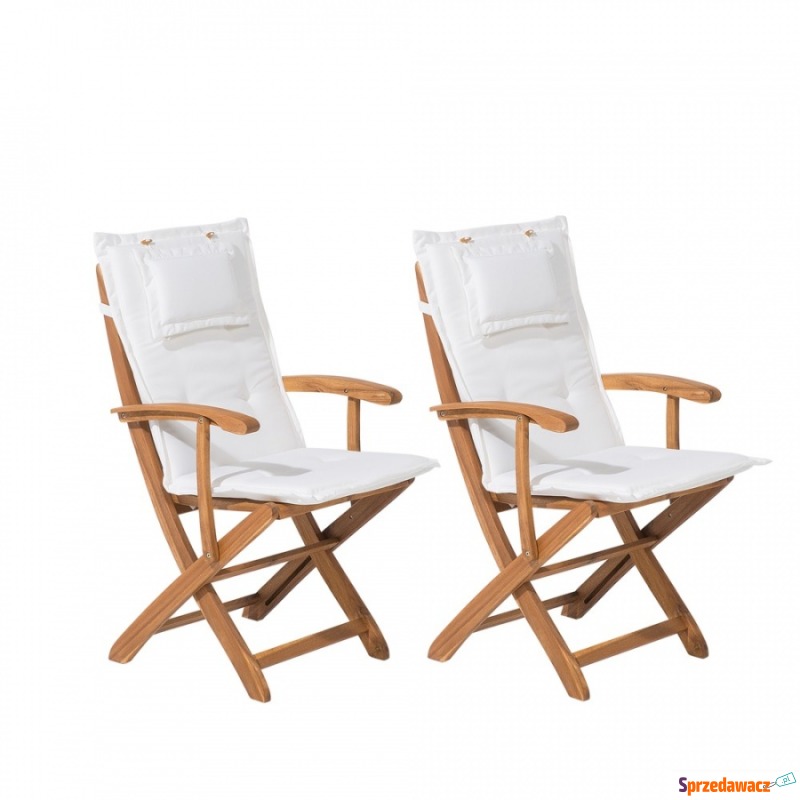 Zestaw 2 krzeseł ogrodowych drewniany z jasno... - Krzesła ogrodowe - Nowy Sącz