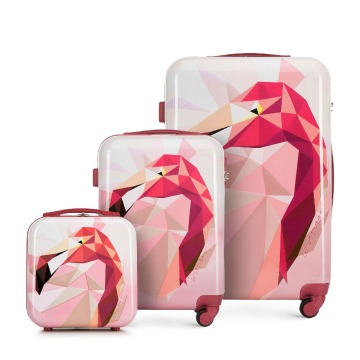Wittchen - Komplet walizek z ABS-u z nadrukiem różowy