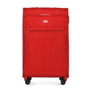 Wittchen - Duża walizka miękka jednokolorowa czerwona