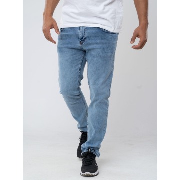 Spodnie Jeansowe Slim K&L Jeans W Stitching Marmurkowe Jasne Niebieskie