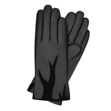 Wittchen - Damskie rękawiczki ze skóry z zamszową wstawką