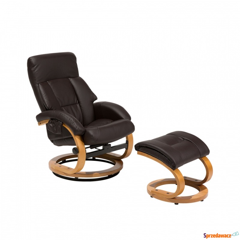 Fotel brązowy ekoskóra funkcja masażu z podnó... - Krzesła biurowe - Tychy