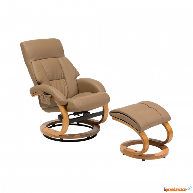 Fotel beżowy ekoskóra funkcja masażu z podnóż... - Krzesła biurowe - Skierniewice