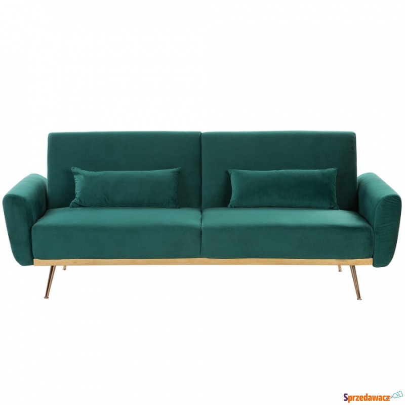 Sofa rozkładana welurowa zielona EINA - Sofy, fotele, komplety... - Legionowo