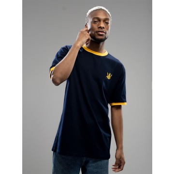 T-Shirt Męski Jigga Wear Contrast Granatowy / Żółty