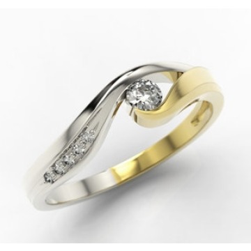 Pierścionek zaręczynowy z żółtego i białego złota z diamentami 0,18 ct wzór LP-7818ZB