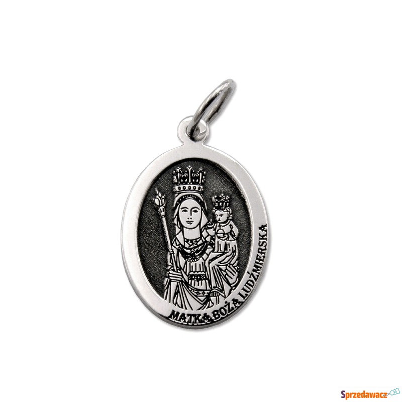 Medalik srebrny z wizerunkiem Matki Bożej Lud... - Wisiorki, zawieszki - Olsztyn