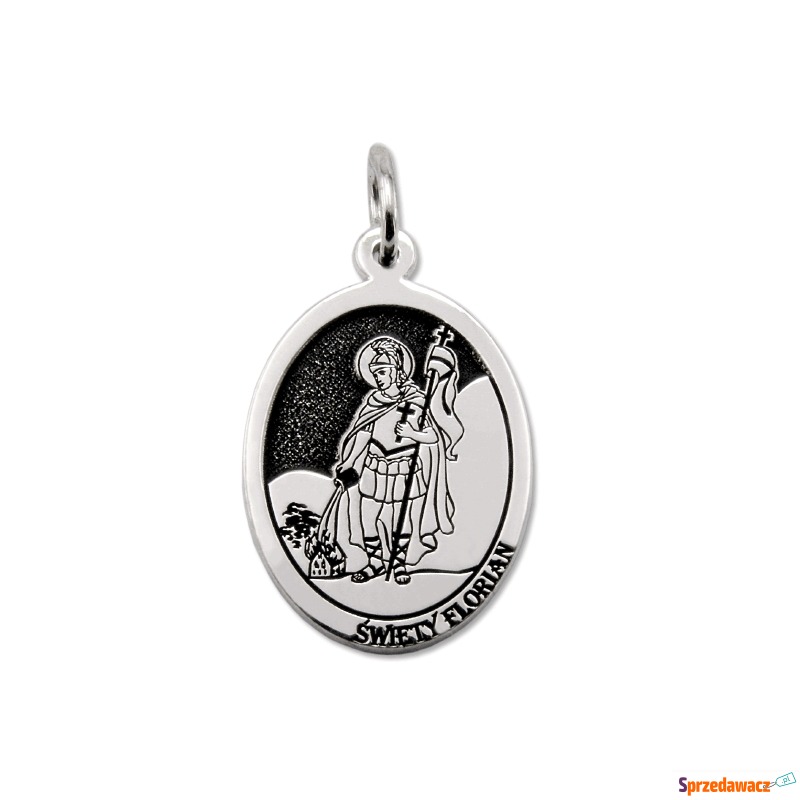 Medalik srebrny z wizerunkiem św. Floriana ME... - Wisiorki, zawieszki - Konin