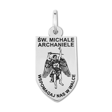 Medalik ze srebra w formie tarczy dwustronny z wizerunkiem Św. Michała  _03