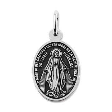Medalik srebrny dwustronny z wizerunkiem Matki Bożej Niepokalanej