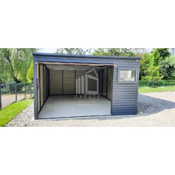 GARAŻ BLASZANY 4m x 7m poziom - spad tył - Brama... - Garaże i wiaty - Włocławek - zdjęcie 2