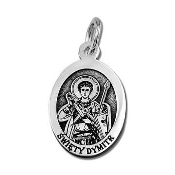 Medalik srebrny z wizerunkiem Św. Dymitra