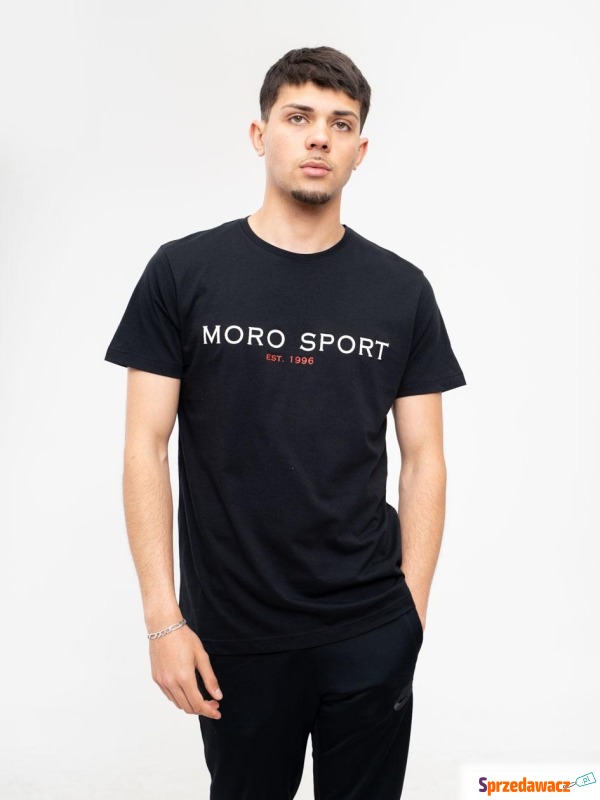 T-Shirt Z Nadrukiem Męski Czarny Moro Sport Name... - Bluzki, koszulki - Stargard Szczeciński