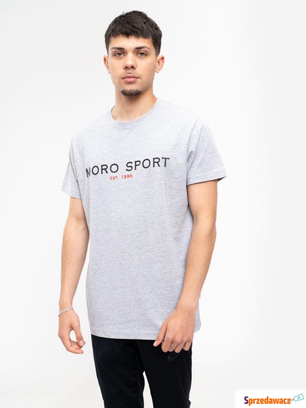 T-Shirt Z Nadrukiem Męski Szary Moro Sport Name... - Bluzki, koszulki - Toruń