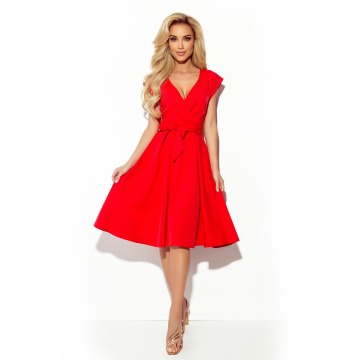 Ultrakobieca sukienka z kopertowym dekoltem - czerwona