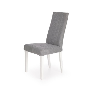  - Szare krzesło tapicerowane DIEGO na białych nogach 